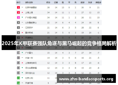 2025年K甲联赛强队角逐与黑马崛起的竞争格局解析 2025年K甲联赛强队角逐与黑马崛起的竞争格局解析