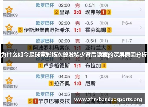 为什么如今足球竞彩场次愈发稀少背后隐藏的深层原因分析 为什么如今足球竞彩场次愈发稀少背后隐藏的深层原因分析